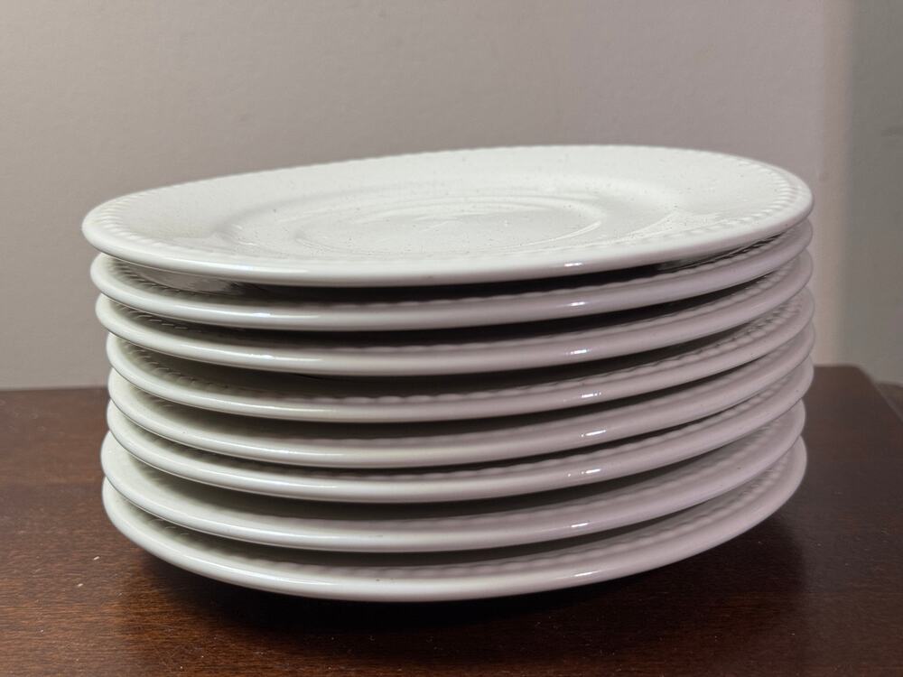 Williams Sonoma 8 Hemstitch Saucer Plates Beaded Rim